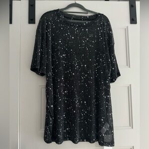 Transparent, black and silver long top
